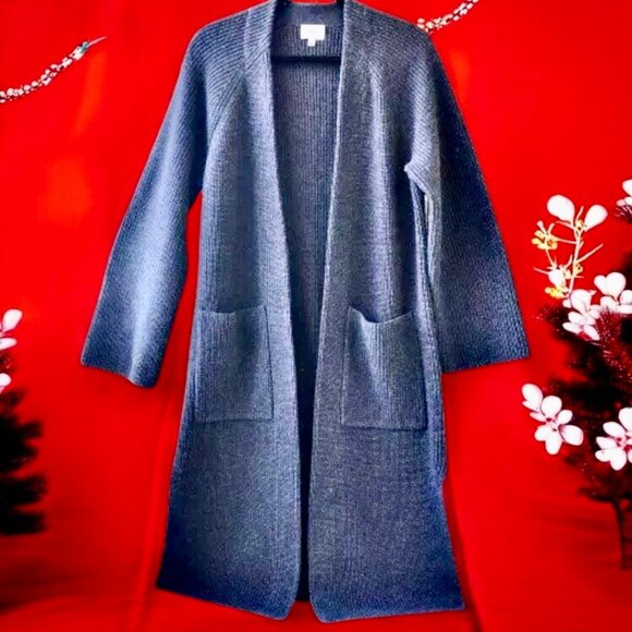 Aritzia Wilfred Gray Wool Knit Cardigan Sweater Side Vents Designer Coat - Picture 13 of 13